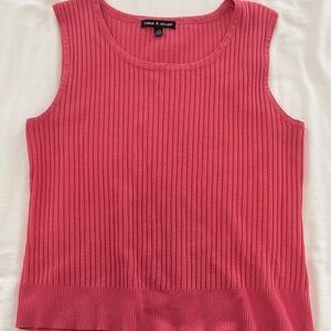 Cable & Gauge Ribbed Scoop-Neck Tank in Coral